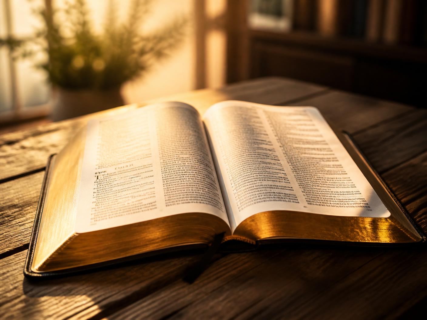 Biblia abierta con luz cálida